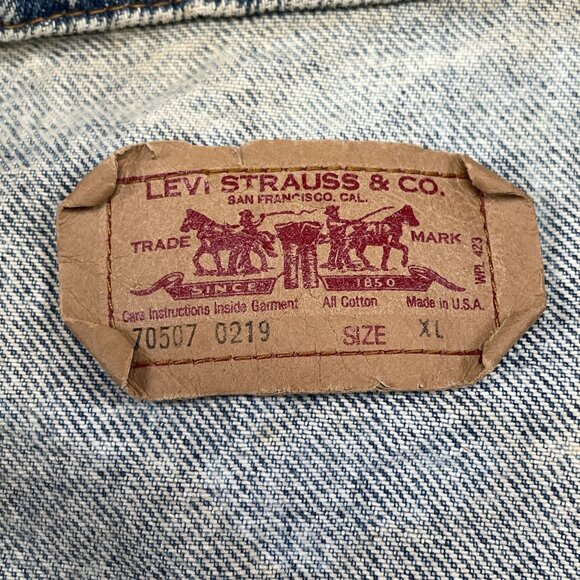 VTG Levi's Jean Jacket 70507-0219 Mens XL Blue Acid Wash USA Streetwear 90s - Picture 7 of 10